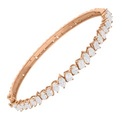 Pulsera de diamantes multiforma SI/H de 4,11 quilates Joyas de oro rosa de 14 quilates
