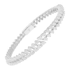 Natural 4.08 Carat SI/H Pear Diamond Cuff Bangle Bracelet 14 Karat White Gold
