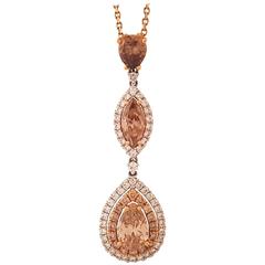 Champagne Diamonds and Rose Gold Drop Necklace