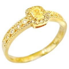 18K Weißgold Cushion-Cut Gelber Diamantring mit Diamanten