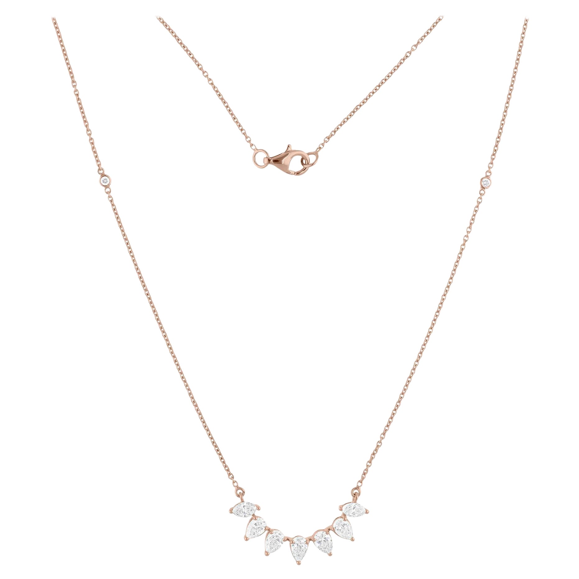 Colgante de diamantes marquesa SI/H de 1,49 quilates Joyas de oro rosa de 14k