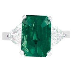 Anello in platino con diamante verde smeraldo certificato Grs 6.15