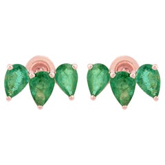 Orecchini a pera con smeraldo dello Zambia da 2,34 carati Gioielli in oro rosa 10 carati