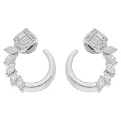 1.16 Ct. Clous d'oreilles en or blanc 14 carats avec diamants baguettes SI Clarity HI Color