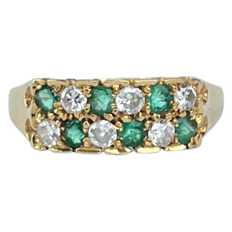 Vintage Emerald and Diamond 18 Carat Gold Band