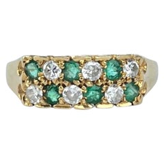 Vintage-Ring aus 18 Karat Gold mit Smaragd und Diamant