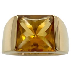 Cartier Seltener Vintage Orange Citrin 18k Gelbgold Tank Band Solo-Ring 51