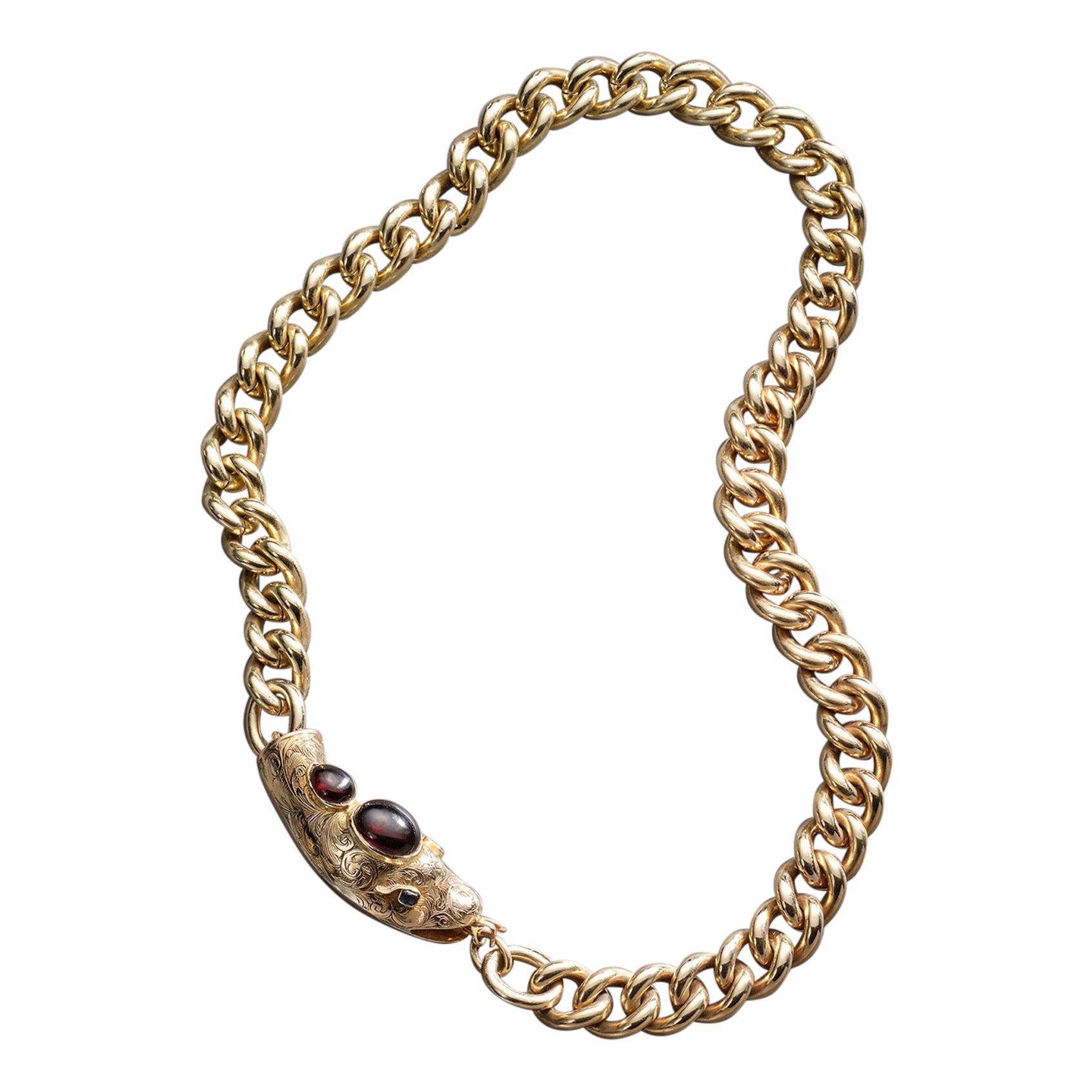 Anthony's Temptation - Collana o bracciale con serpente in oro 9ct e granato in vendita