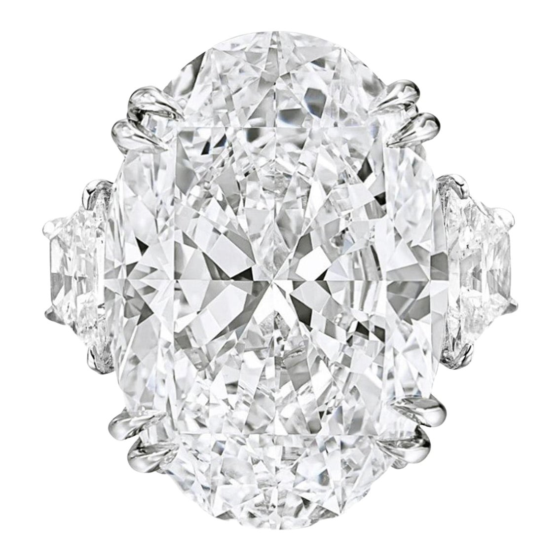 GIA Certified 10 Carat Oval Diamond Solid Platinum Gold Ring For Sale