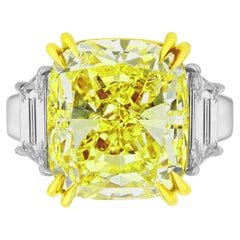 GIA Certified 6.53 Ct. Fancy Yellow Diamond Engagement Platinum Ring
