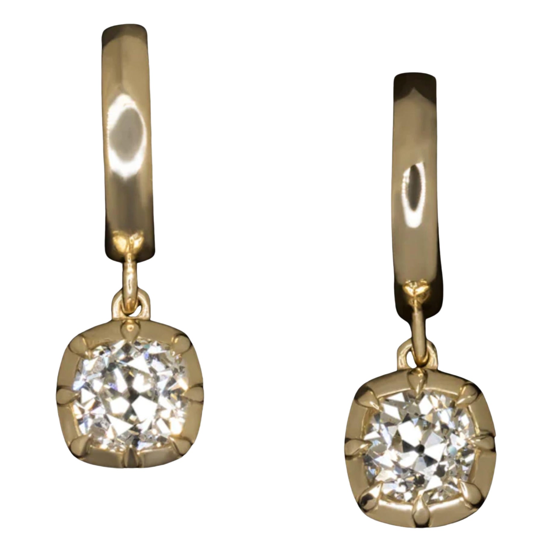 1,40 Ct. Pendientes de diamantes talla mina antigua