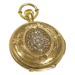 Montre de poche Répétition minutes en or et diamants 18k
