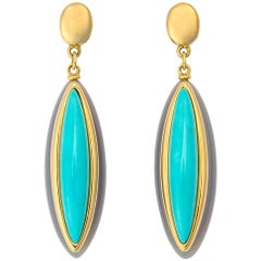 Elegant Turquoise Italian Gold Drop Earrings