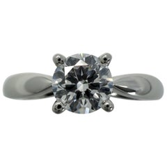 Van Cleef & Arpels GIA Cert Round Diamond 0.33ct E VVS Platinum Solitaire Ring