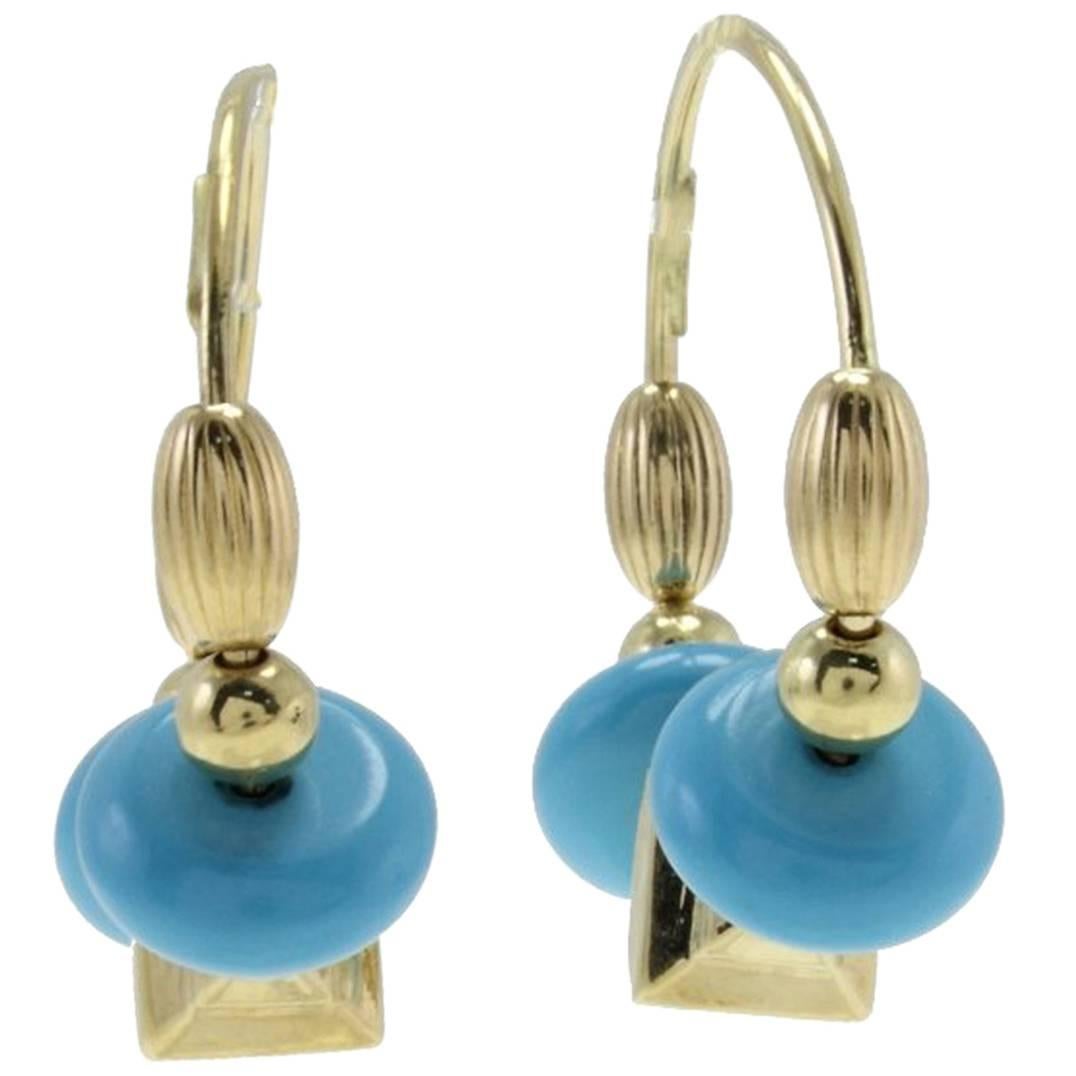 Stones 18 kt Gold Hoop Earrings For Sale