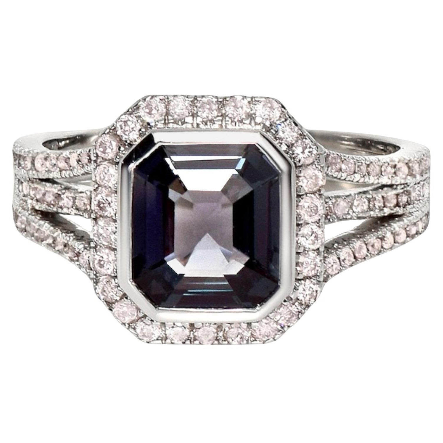 IGI 18K 1.62 Ct Titan Spinel&Pink Diamonds Antique Engagement Ring