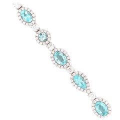 Weißgoldarmband mit 5,95 Karat Paraiba-Turmalin im Mischschliff und Diamanten