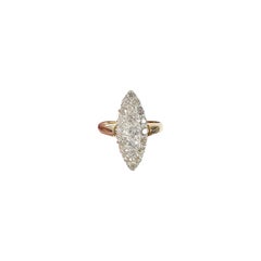 Anello antico in oro giallo 18ct con timbro e diamante vittoriano Marquise/Navette