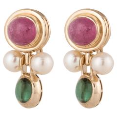 14 Karat Tourmaline Pearl Earrings 10