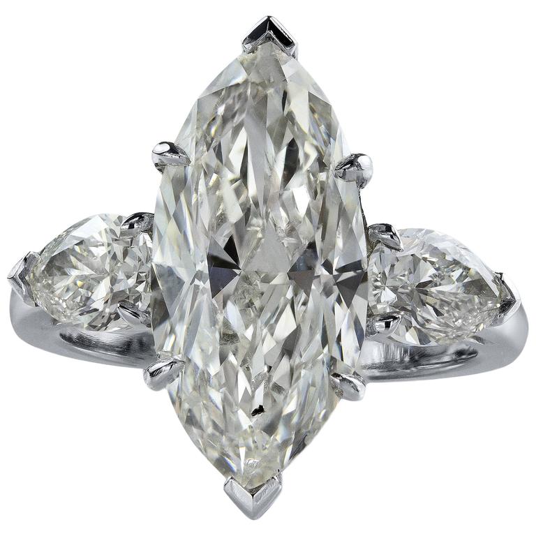 GIA Certified 5.08 Carat Marquise Cut Diamond Engagement Ring For Sale