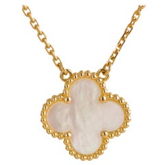 Van Cleef & Arpels Vintage Alhambra Mother of Pearl 18K Yellow Gold Necklace