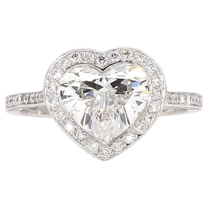 GIA Certified 1.63 Carat Heart Shaped Diamond 18K Gold Ring