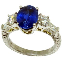 GIA Certified 2.51 Carat Sapphire Platinum Ring