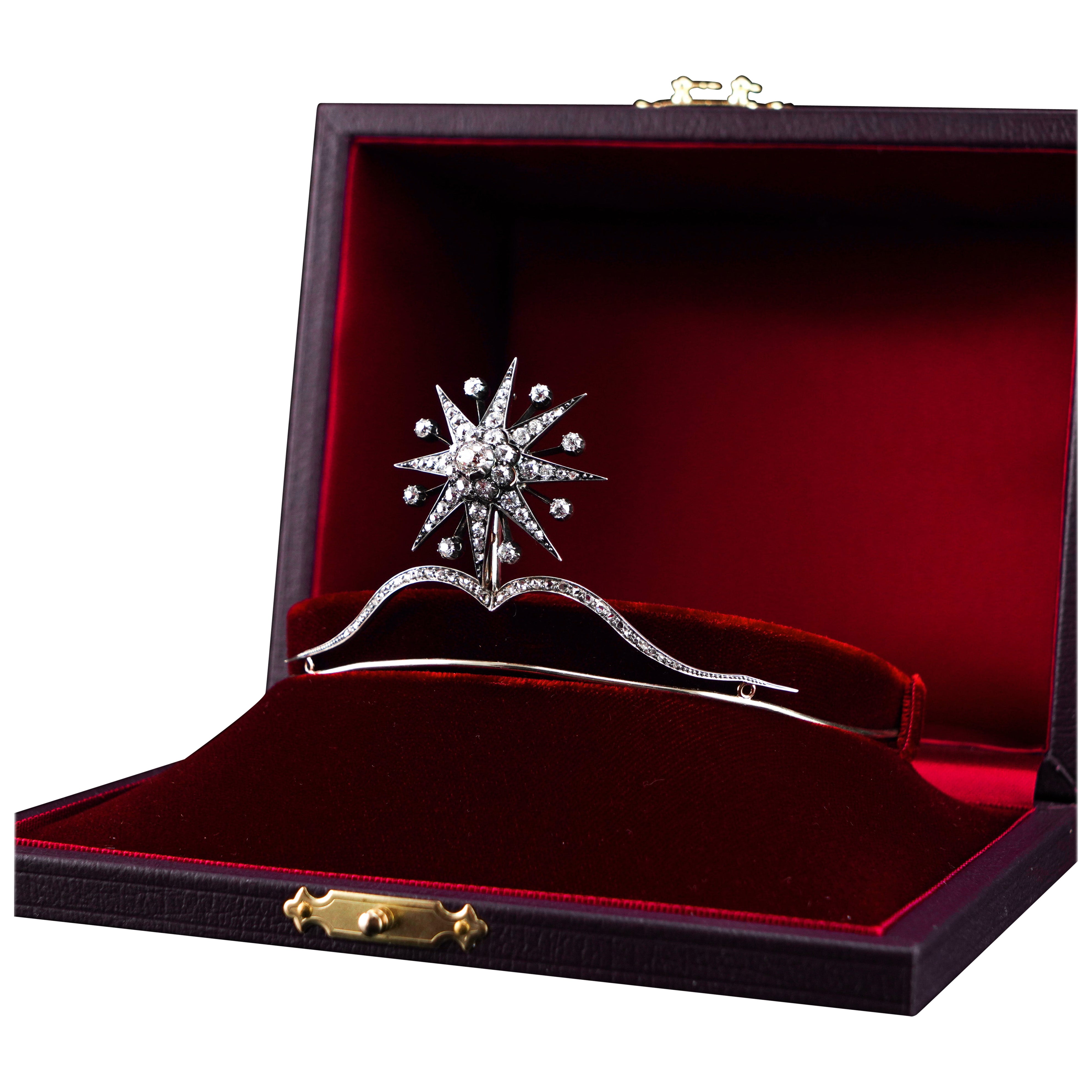Antique Victorian Tiara with Diamond Star - c.1890 For Sale