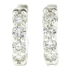 Neu Fancy Huggie Creolen aus 14k Weißgold 1,58 Karat Weißgold mit 10 runden Diamanten