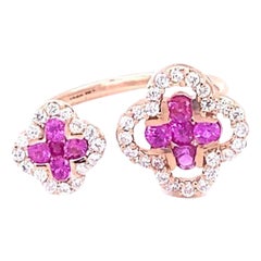Zafiro Rosa Diamante Anillo de Oro Rosa de 14 Kilates