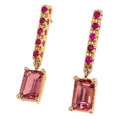 Rubellite Tourmaline Ruby Earrings 14k Gold 1.25 TCW Certified