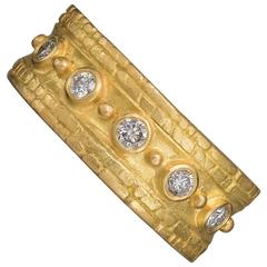 Gold Band with Diamonds and Granulation