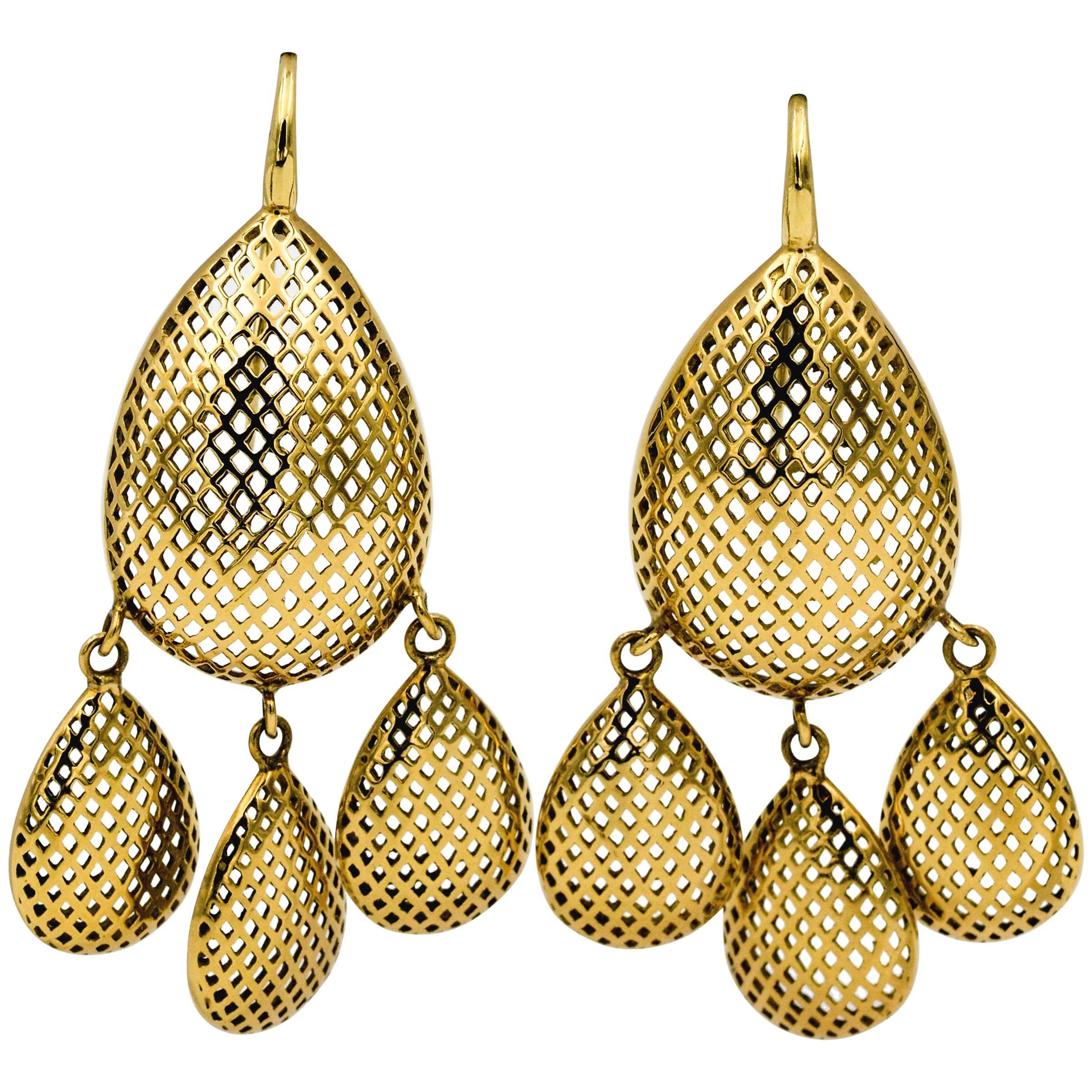 Ray Griffith 18 Kt Yellow Gold Chandelier Earrings