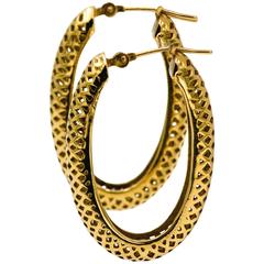 Ray Griffiths 18 Karat Yellow Gold Hollow Oval Hoop Earrings