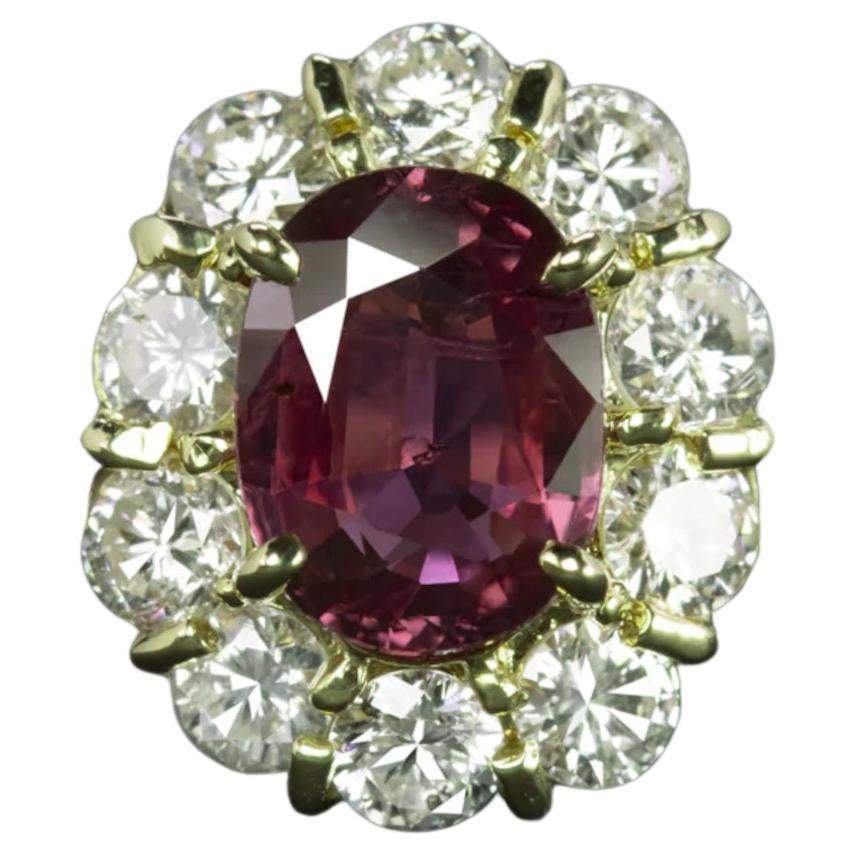 IGI-zertifizierter 1,08 Karat ovaler unerhitzter Rubin 18k Gelbgold Cocktail-Ring