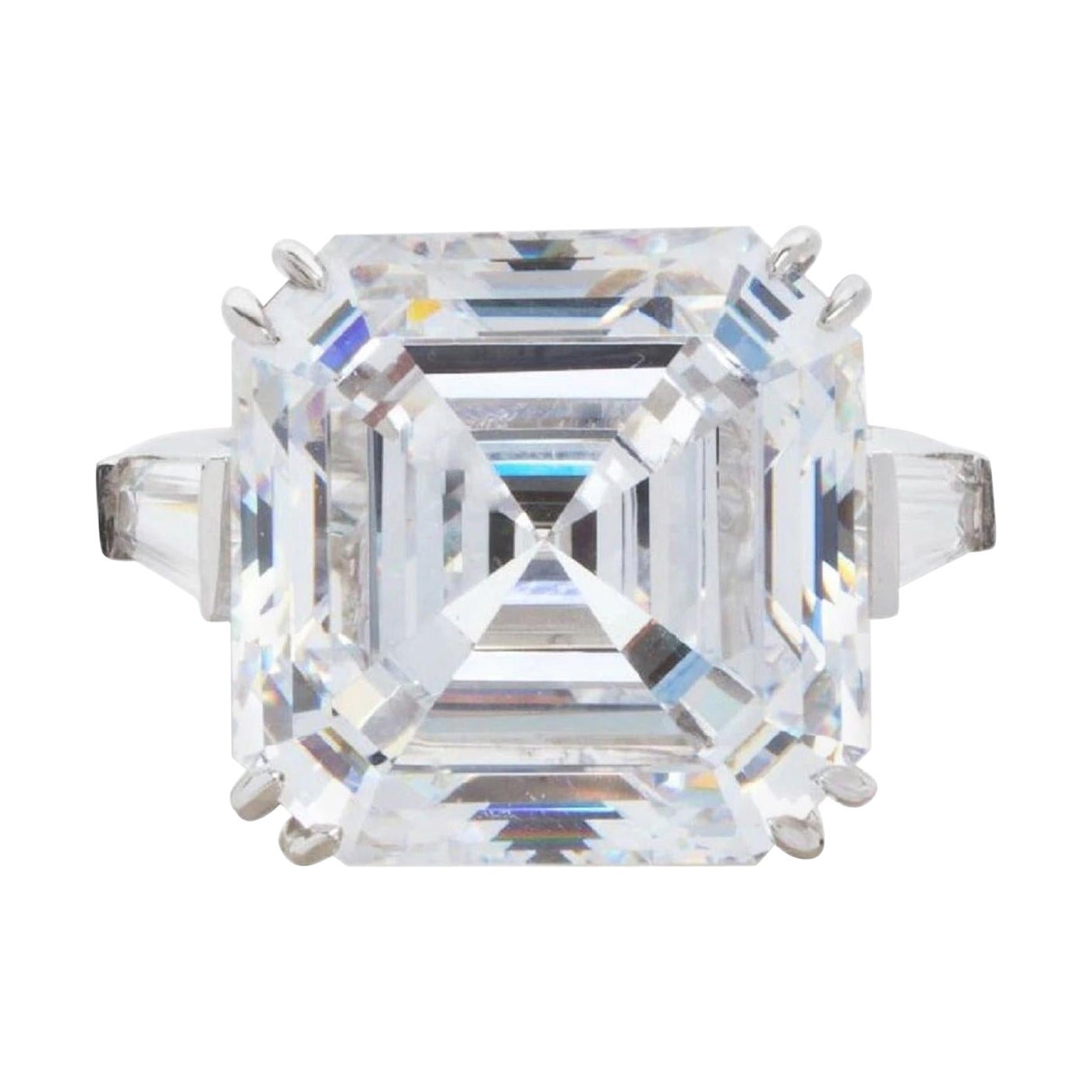 GIA-zertifizierter 14 Karat quadratischer Diamantring aus 18 Karat Weißgold mit Smaragdschliff