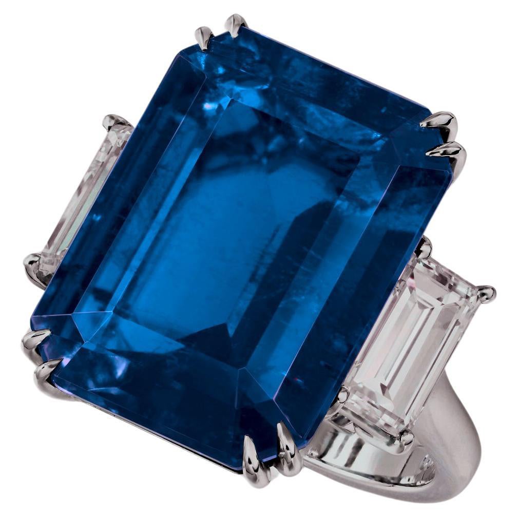 GRS Certified 8.28  Carat BURMA NO HEAT Blue Sapphire  Diamond Ring