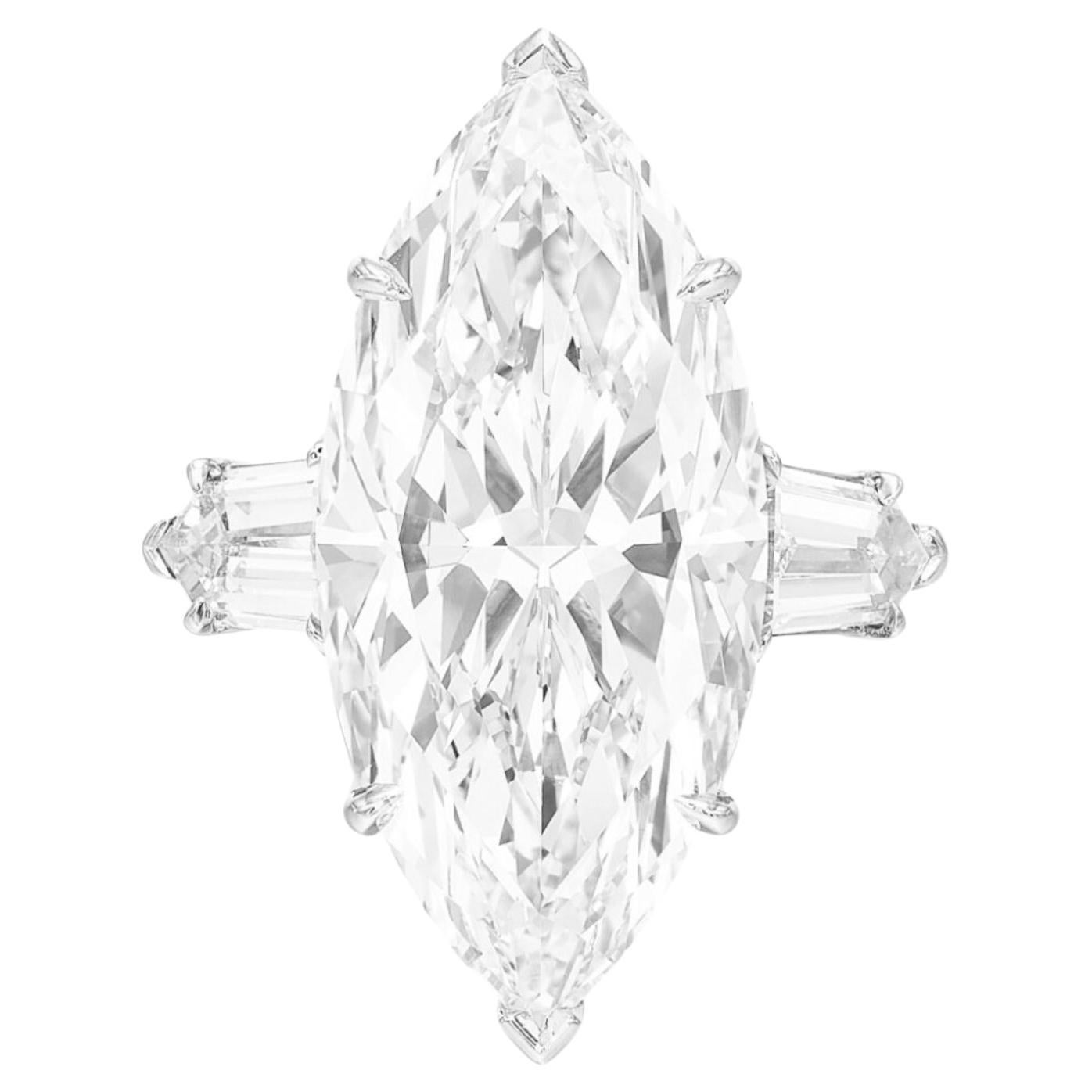 GIA Certified 3.01 Carat Marquise Cut Diamond D Color VVS1 Clarity in Platinum