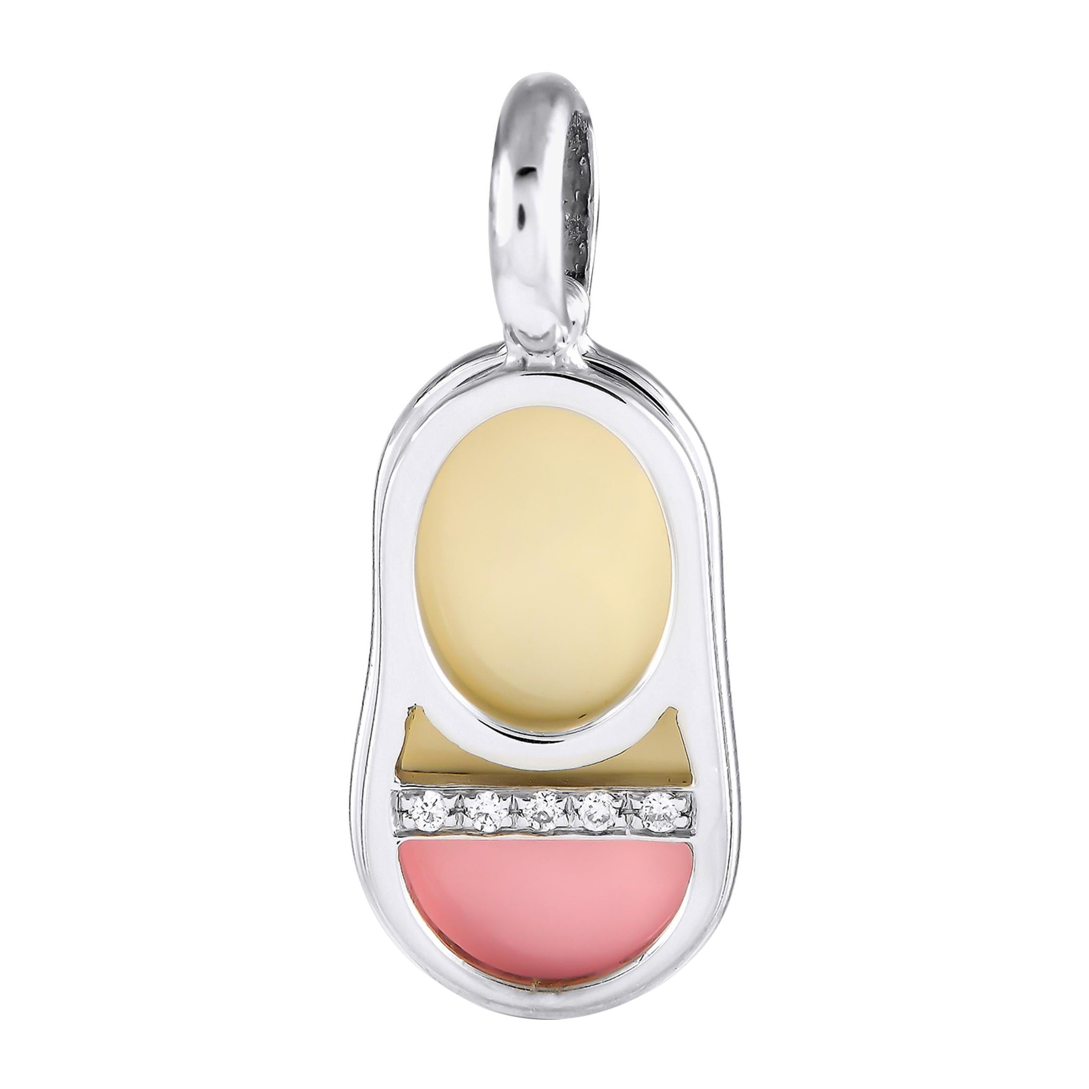 Aaron Basha 18 Karat Weißgold Diamant und Emaille Baby-Schuh-Charm AB08-111124