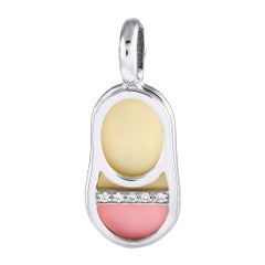 Aaron Basha, in oro bianco 18 carati, con diamanti e smalto, Charm per scarpe da bambino AB08-111124