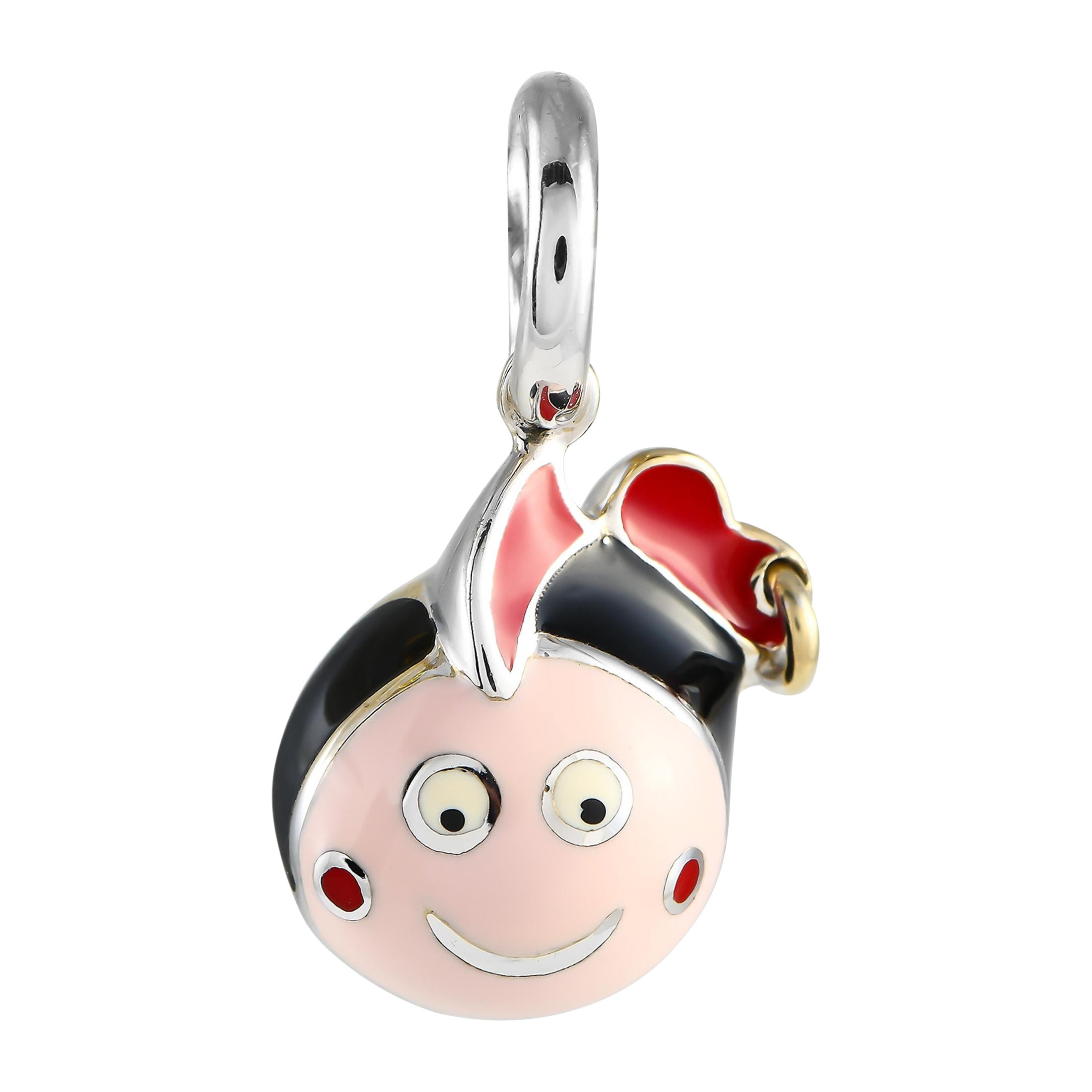 Aaron Basha 18K White Gold Enamel Diamond Girl Charm AB35-111324