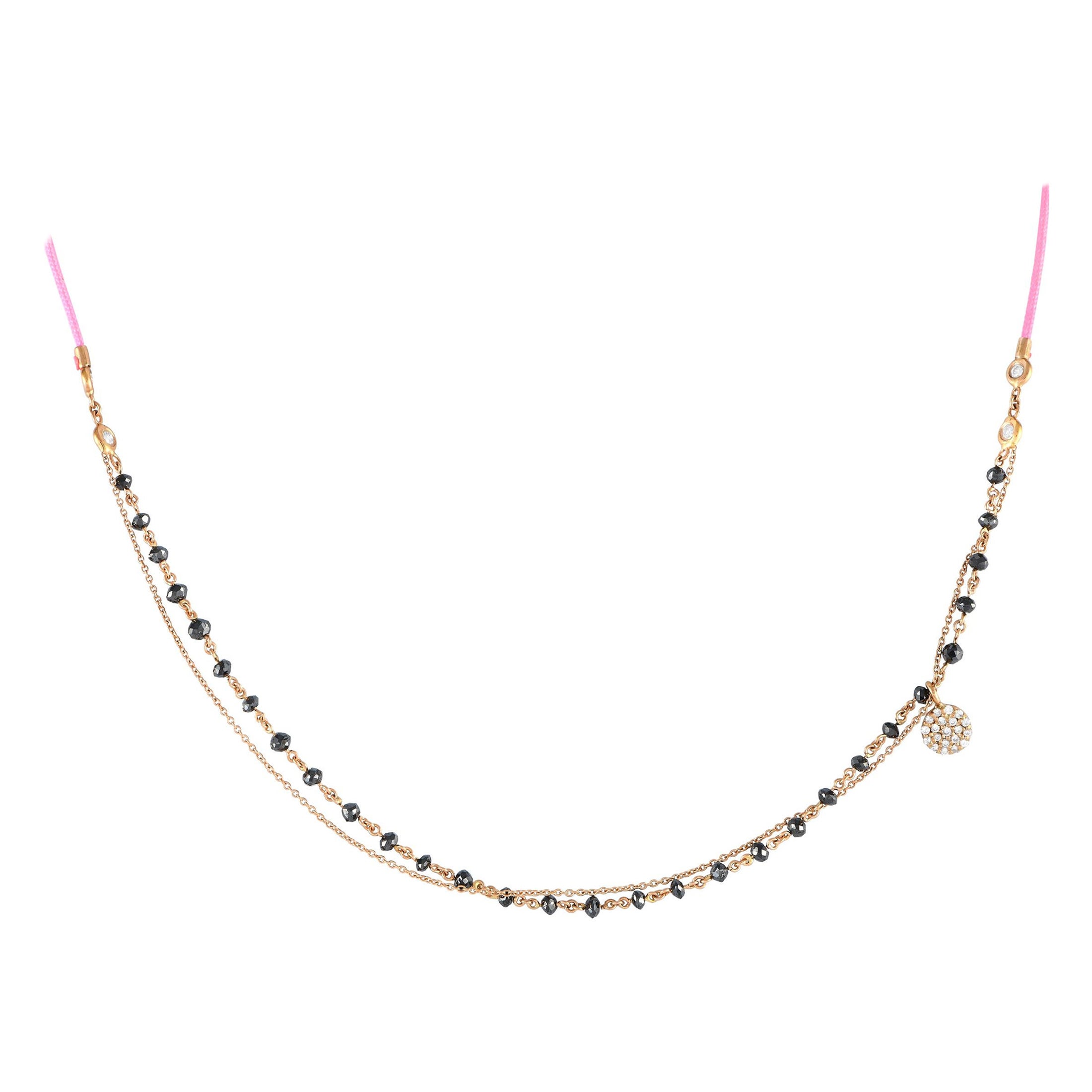 Aaron Basha 18K Rose Gold 1.30ct Black Diamond Necklace AB12-111424 For Sale