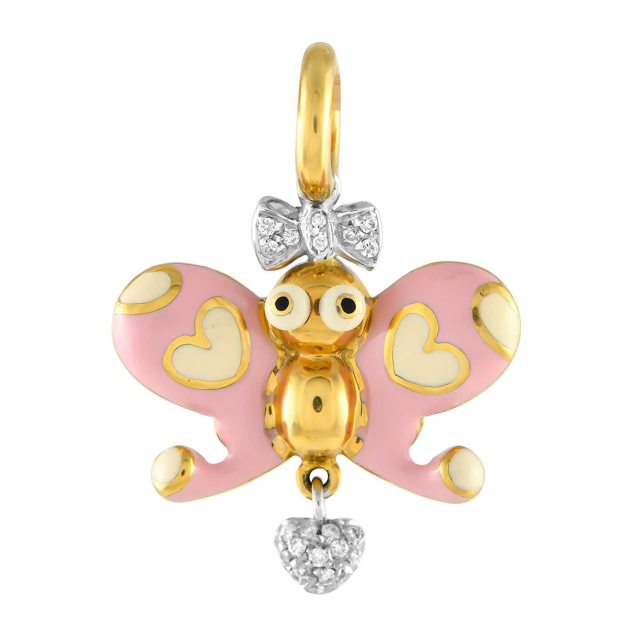 Aaron Basha 18K Yellow Gold Diamond and Enamel Butterfly Charm AB45-111324