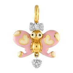 Aaron Basha 18K Yellow Gold Diamond and Enamel Butterfly Charm AB45-111324