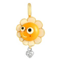 Aaron Basha 18K Yellow Gold Diamond and Enamel Sunflower Charm AB46-111324