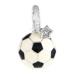 Aaron Basha 18K White Gold Diamond and Enamel Soccer Ball Charm AB49-111324