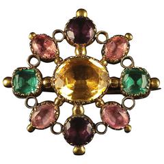 Antique Georgian Harlequin Brooch Gemset Paste, circa 1700 3