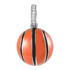 Aaron Basha 18 Karat Weißgold Diamant-Emaille- Basketball-Charm AB49-111324