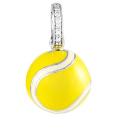 Aaron Basha 18k White Gold Diamond and Enamel Tennis Ball Charm AB60-111324