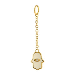 Aaron Basha 18K Yellow Gold Diamond and Enamel Hamsa Charm Pendant AB15-111524
